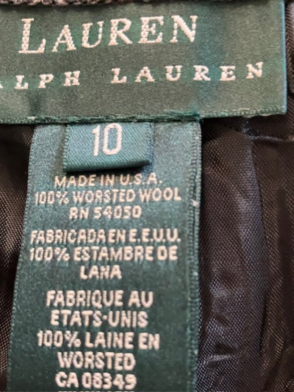 Lauren Ralph Lauren glen plaid wool trousers black/gray size 10 equestrian class - Picture 5 of 5